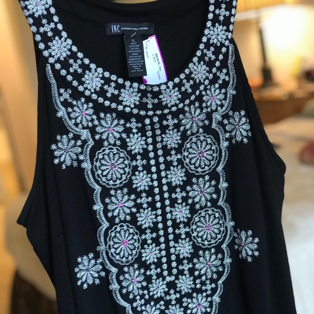 Stretch Dress Intricate Silver & Pink Threading